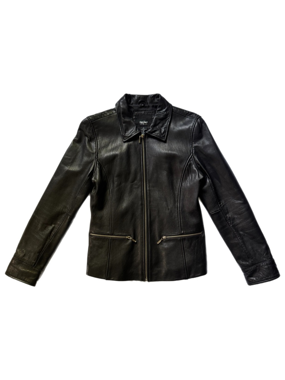 Mossimo Vintage Genuine Black Leather Moto Jacket